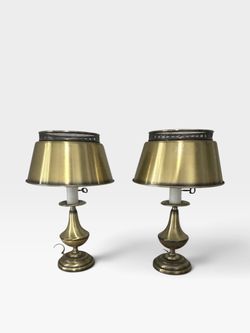 Pair of Brass Bouillotte Table Lamps
