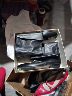 Ladies Black Leather Boots Size 10. $15