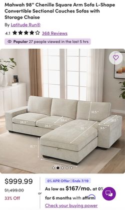 Beige Sectional Couch with Chaise