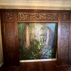 Custom Indonesian Hand-Carved Wooden Architectural Arched Wall Panel — MUST BE GONE TODAY