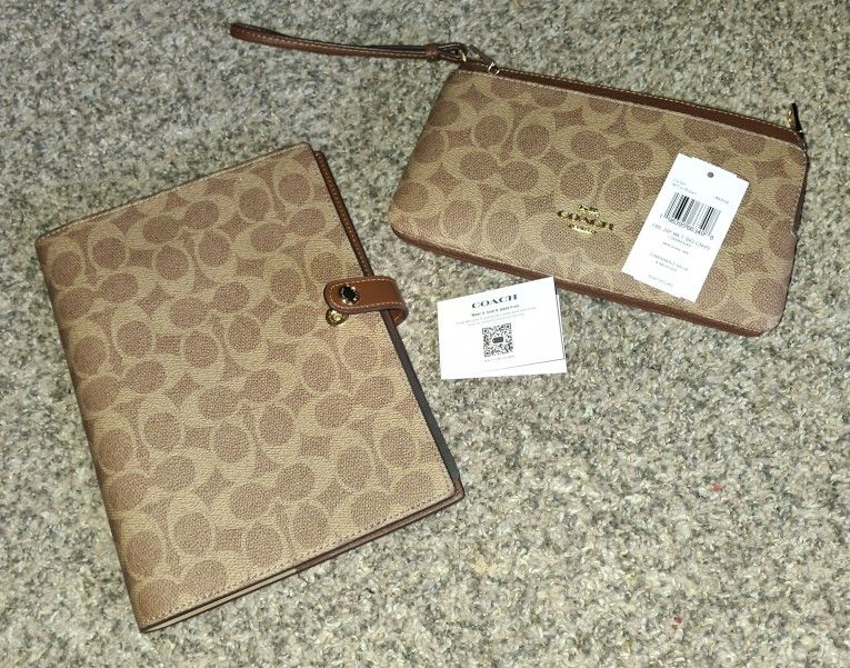 Genuine Coach Leather Wristlet/Notebook Cover Set