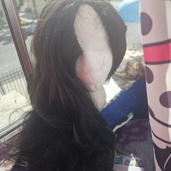 Caramel highlights dark brown shade wig