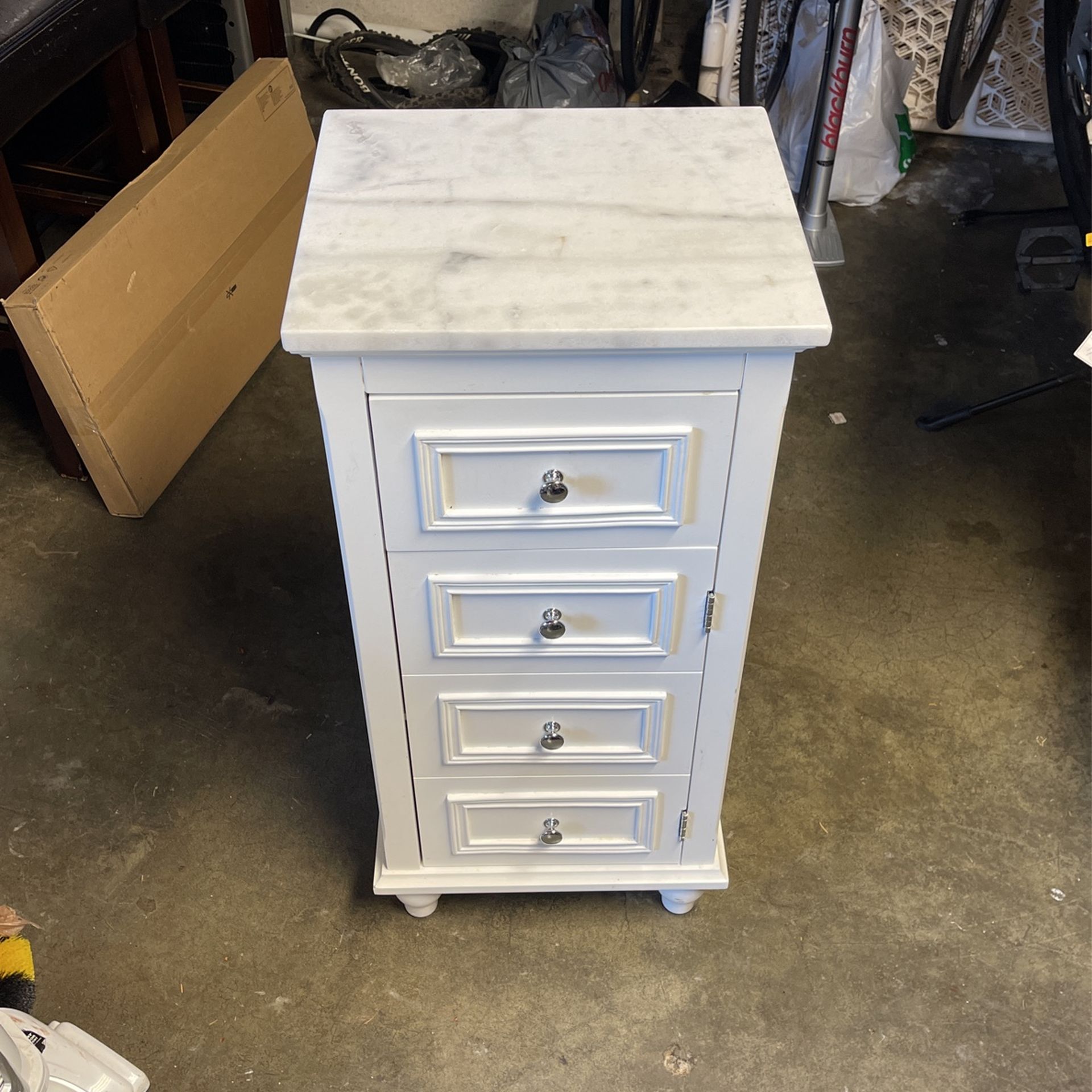 White Marble Top Nightstand