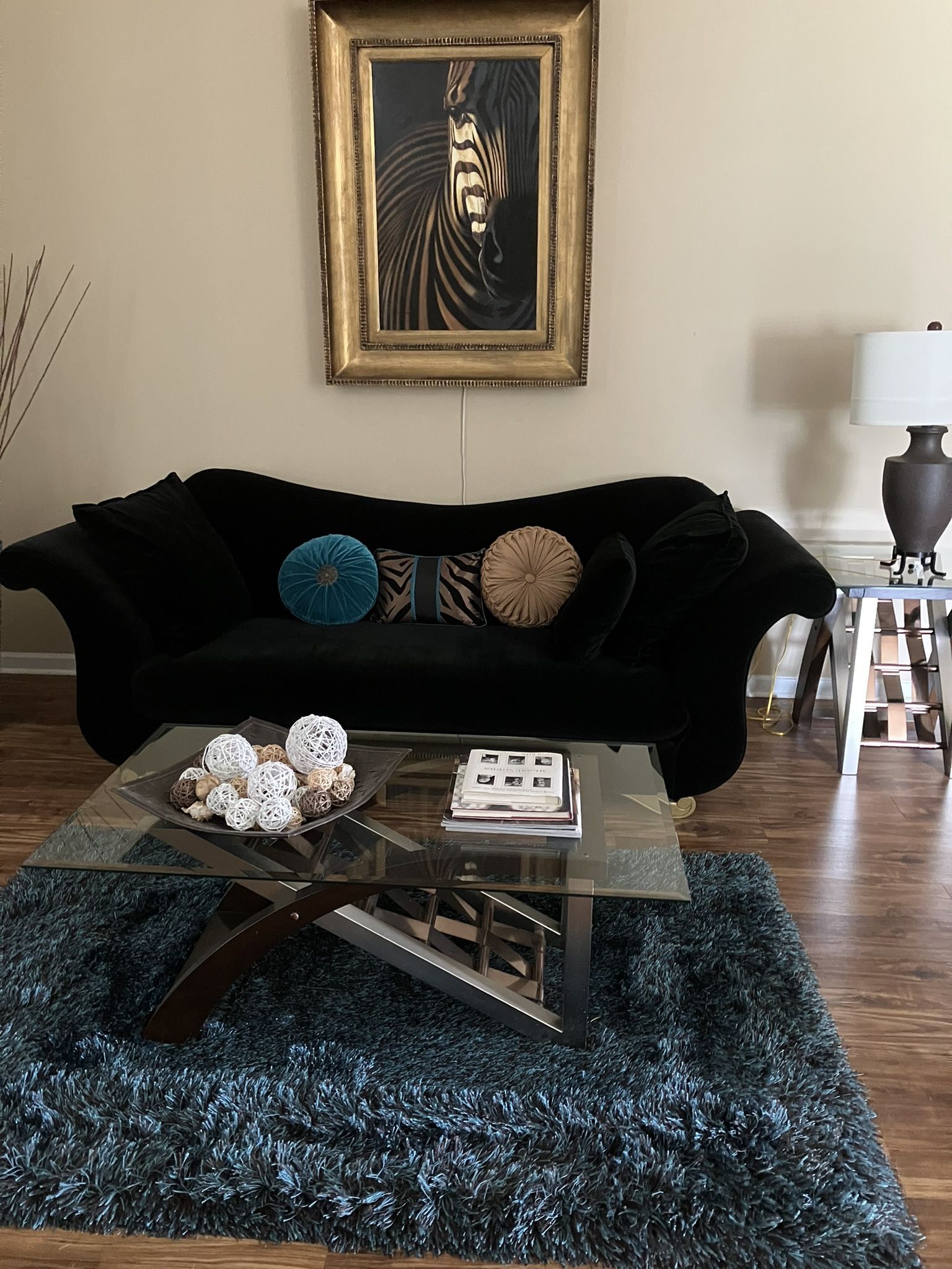 Black Velvet Sofa