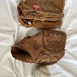 2 Men’s Softball Gloves And Softball