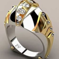 ** New **Fashion Creative Double Color Fish Mouth Shape Inlay SHINY ZIRCONIA. **Size: 7*10.5* Lub Dime's**7.4 Grams**