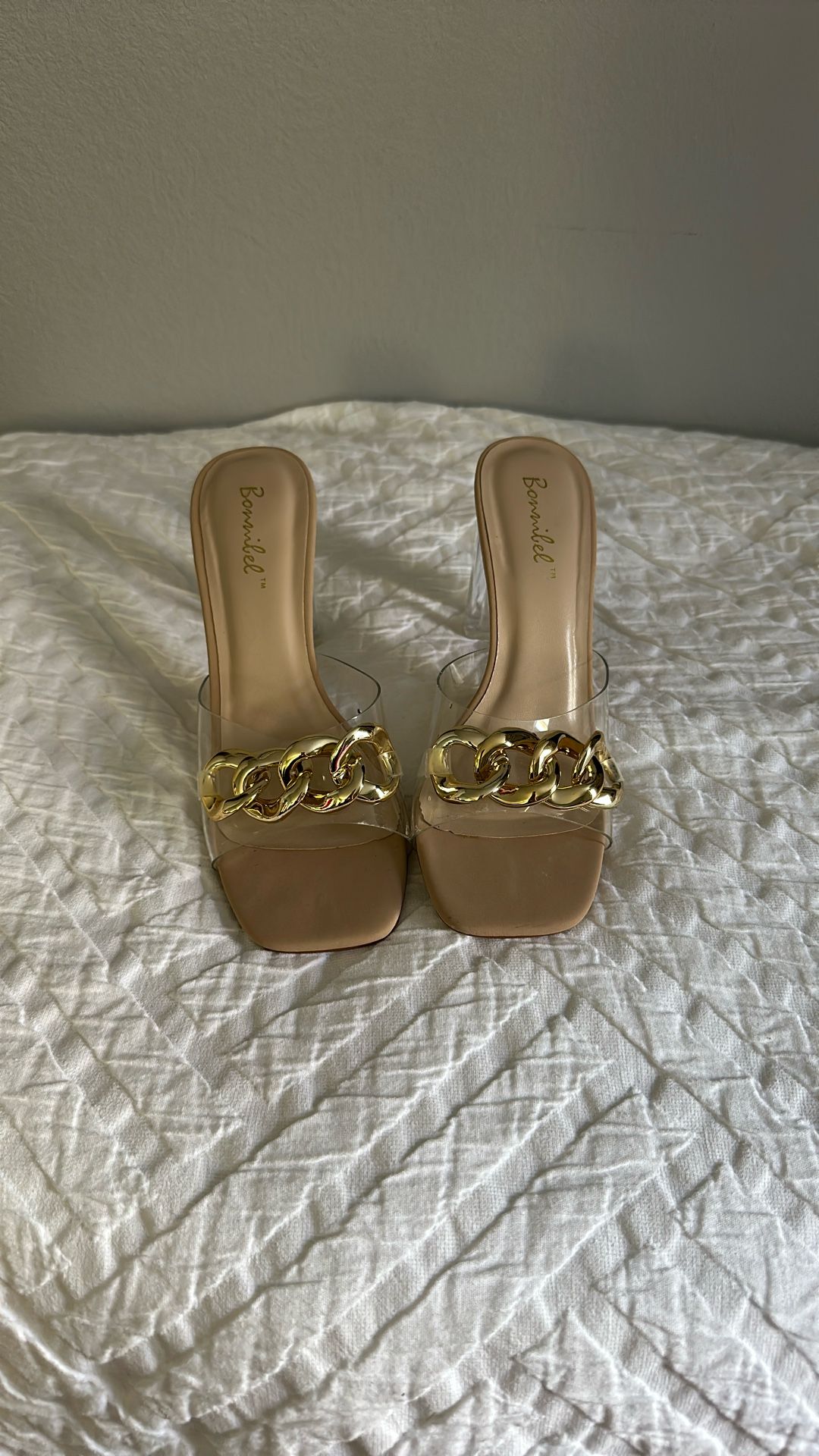Clear Heels With Gold Accent