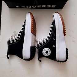 Converse Unisex Run Star Hike Hi 166800C Black White Gum Women's Size 8, Men's 6.5