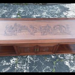 Mid Century Asian Rosewood Hand Carved Coffee Table From Tokyo