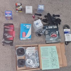 HUGE Car Parts & Garage Door Hardware Lot - Brake Pads, Oil Filters, Carb