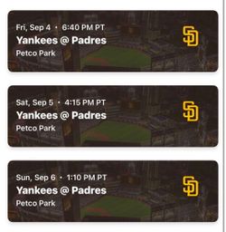 Padres vs Yankees | Fri Sep 4 - Sun Sep 6