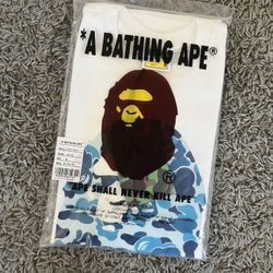 WHITE BLUE BAPE TEE