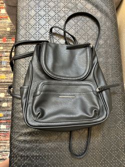 Black Faux Leather  Backpack
