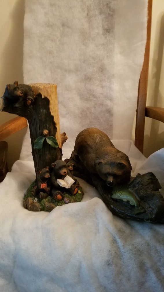 Bear and Cubs, two statues