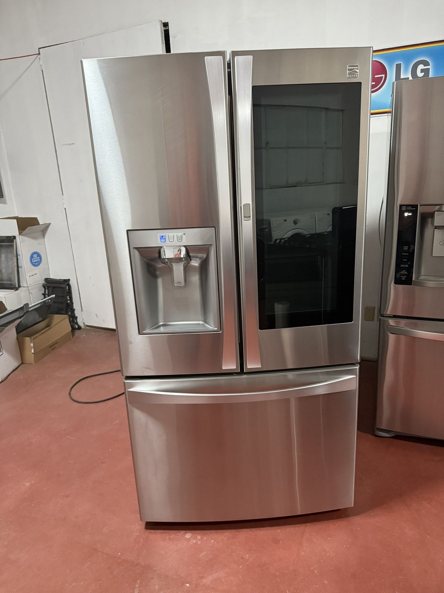 Kenmore 3-door refrigerator in very good condition, working perfectly. Dimensions: 35 3/4 (W) x 36 1/4 (D) x 70 1/4 (H) inches. They are delivered to