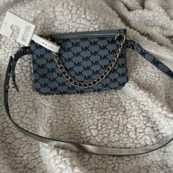 Michael Kors MK Fanny Pack Belt With Pull Chain, Blue/Gray, LARGE