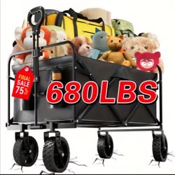 Heavy Duty Folding Utility Cart With 360° Swivel All-Terrain Wheels - Portable With Large Capacity For Traveling, Camping, Shopping And Outdoor Advent