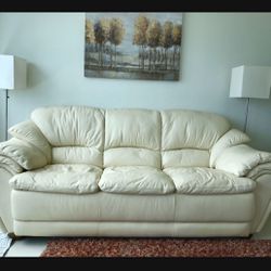 Off white leather couch/sofa! Really great condition!