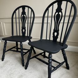 Solid Wood black Dining Chairs – Set of 2