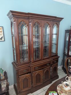 Free furniture. China cabinet. Couches. Dining table. Coffee table