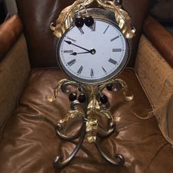 Beautiful design, vintage, blown glass and metal clock
