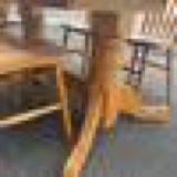 Solid Wood Dining Table w/ 6 Chairs & 2 Leafs.