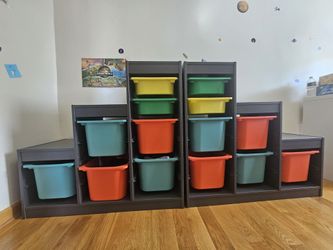 Ikea Trofast with bins included.