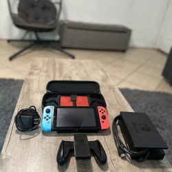 Nintendo Switch with Neon Blue and Neon Red Joy-Con