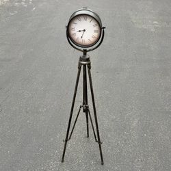Tripod Clock Tall Metal Modern Analog Corner Retro Style