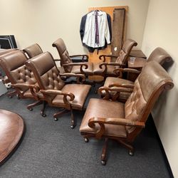 Eight (8) Leather Conference Chairs. Good Condition.  Price: $150 for all. $25 each.  