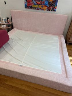 SoftFrame Designs Upholstered Bed Frame + Headboard – $150 OBO