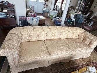 Chesterfield style sofa couch in Gold Fabric - large 3 seater