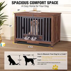 Wooden Dog Crate AIR100, Folding Design, Strong Iron Door $78