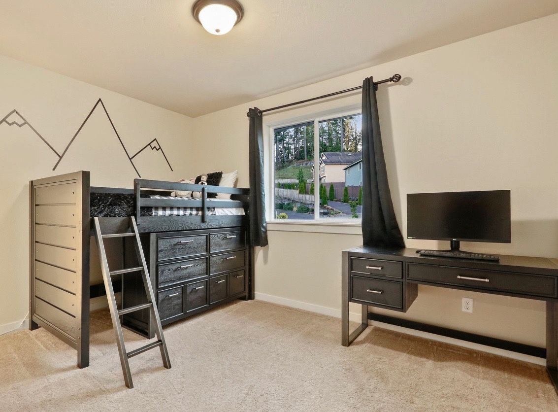 Loft/bunkbed &ladder w/attached dresser underneath. Desk Included Too