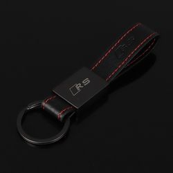 Audi RS Luxury Leather Stitched Metal Keychain