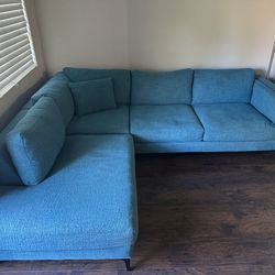 Cloud-Level Comfort! Modern Teal Sectional Sofa Couch