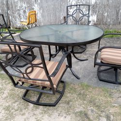 Patio Table Set with 4 Rocking And Spin Chairs