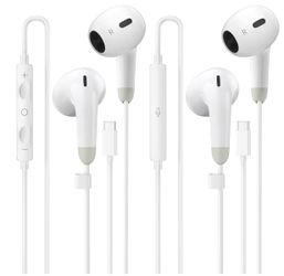 USB C Headphones for iPhone 17 16 15 Pro Max, 2 Pack Wired Earbuds USB C Wired Headphones with Microphone & Remote, Noise Isolating Earphones for iPad