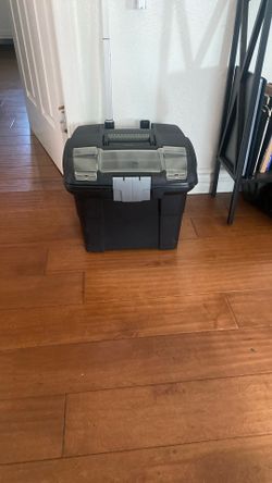 Storex Portable File Box on Wheels, 15 x 16 x 14.25 Inches, Black 