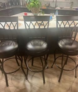 Set of 3 Black Swivel Bar Stools – Modern Dining/Kitchen Chairs