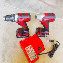 Milwaukee M18 18V Lithium-Ion Cordless Drill Driver/Impact Driver Combo Kit (2-Tool) W/ Two 1.5Ah Batteries, Charger