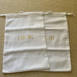 New Two Dior gold logo shoe dust bags, storage. 13”x 8.5”.