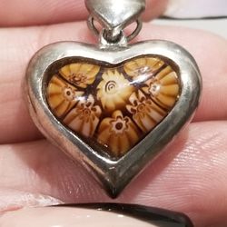 Alen K murano millefiori brown small heart pendant