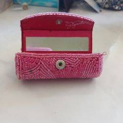 MaryKay Vintage Pink Magenta Beaded Lipstick Case