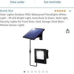 Solar Lights-Outdoor IP65-Waterproof Floodlights White-Light - 30 LED Bright Light, Auto Dusk to Dawn, Wall Light, Security Lights for Front Door, Yar