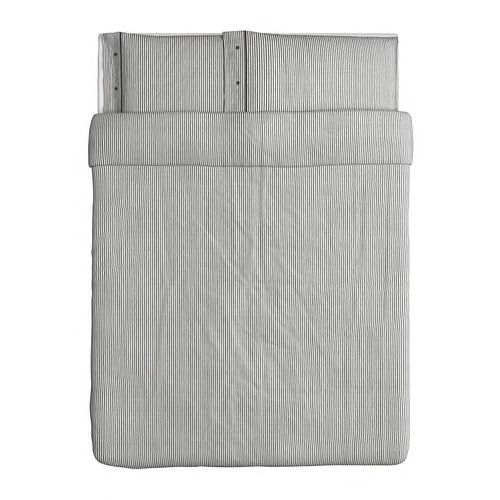 100% Cotton Pinstripe Duvet (Full/Queen | Gray)