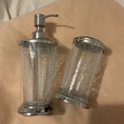 Glass Soap Dispenser And Toothbrush Holder