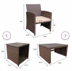 Patio Chairs And Table With Ottomans