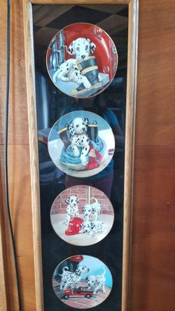 Beautiful Dalmatian plates in glass frame