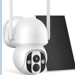 Solar Security Camera Outdoor Wireless WiFi Pro, 4MP Color Night Vision, AI/PIR Motion Detection, 360 PT, 2-Way Audio, IP66, 2.4/5GHz, SD/Cloud Storag